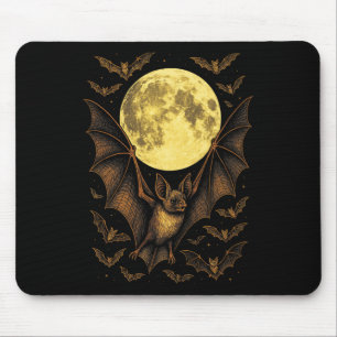 Bat Moon Halloween Gothic Spooky Nature Night Mouse Pad