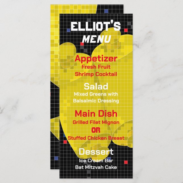 Bat or Bar Mitzvah GAME ON Food Menu (Front/Back)