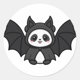 Bat Panda Halloween Classic Round Sticker