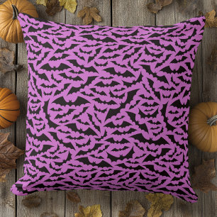 Bat pattern purple black Halloween Cushion