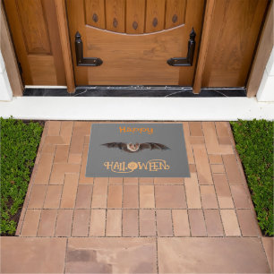 Bat Pipistrellus Illustration Happy Halloween Doormat