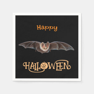 Bat Pipistrellus Illustration Happy Halloween Napkin