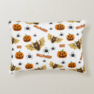Bat, pumpkin and spider pattern decorative cushion