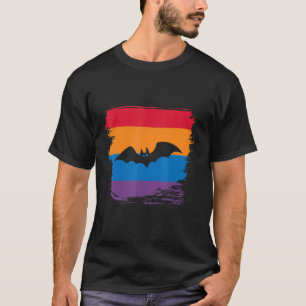 Bat Shadow Silhouette With Colourful Flag T-Shirt