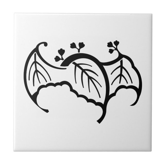 Bat shaped paulownia ceramic tile (Front)