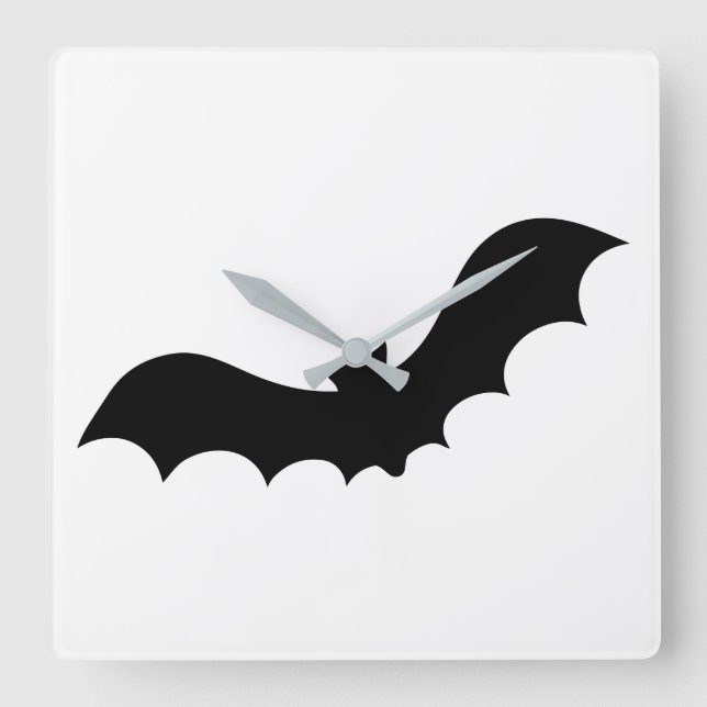 Bat Silhouette Square Wall Clock (Front)