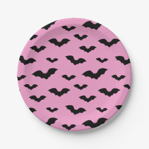 Bat silhouettes in pink paper plate