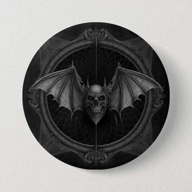 Bat Skull Gothic Dark, Ai Generated Design 7.5 Cm Round Badge (Front)