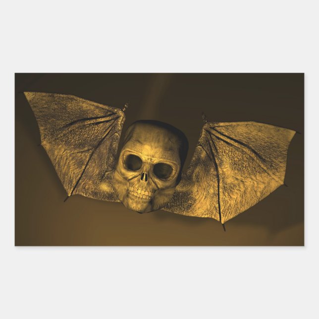 Bat Skull Rectangular Sticker (Front)