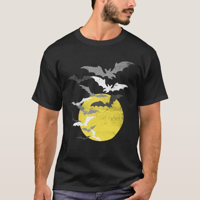 Bat Swarm at Full Moon Vintage T-Shirt (Front)