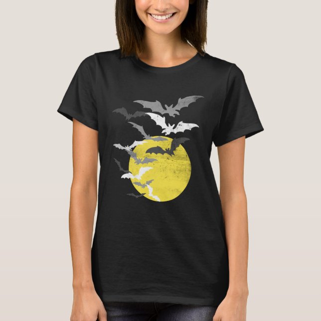 Bat Swarm at Full Moon Vintage T-Shirt (Front)