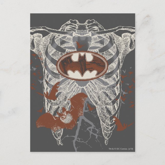 Bat Symbol Ribcage Vintage Collage Postcard (Front)