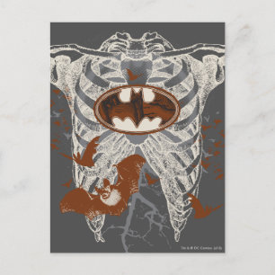 Bat Symbol Ribcage Vintage Collage Postcard