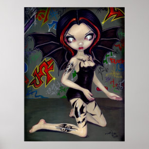 Bat Tattoos urban fairy tribal graffiti Art Print