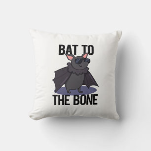 Bat To The Bone Funny Animal Pun Cushion