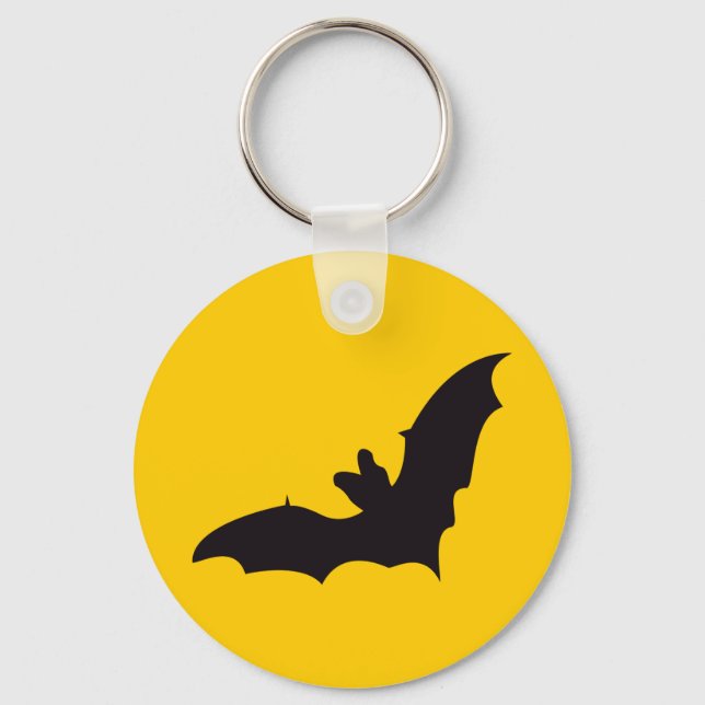 Bat Vintage Wood Engraving Key Ring (Front)
