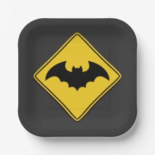 Bat Warning Halloween Paper Plate