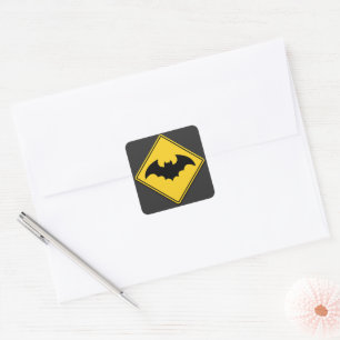 Bat Warning Halloween Square Sticker