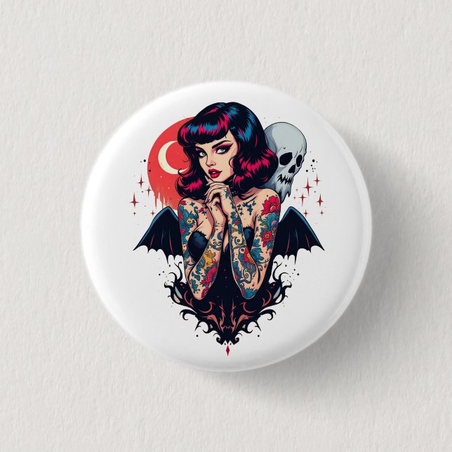 Bat Wing Beauty 3 Cm Round Badge (Front)