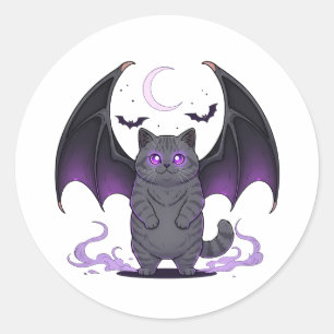 Bat Wing Brit – British Shorthair Cat Halloween Classic Round Sticker