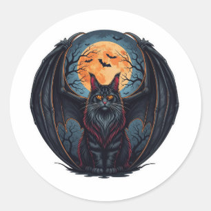 Bat Wing Coon – Maine Coon Halloween  Classic Round Sticker