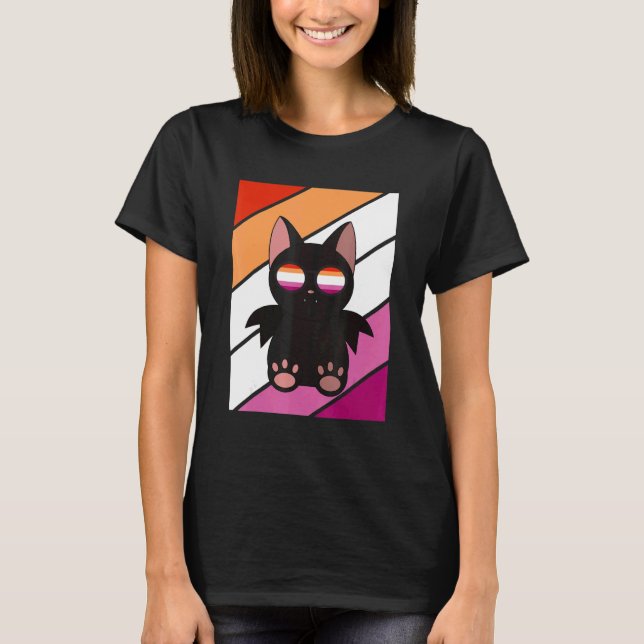 Bat With Pride Lesbian Flag LGBTQ Proud Ally Pride T-Shirt (Front)