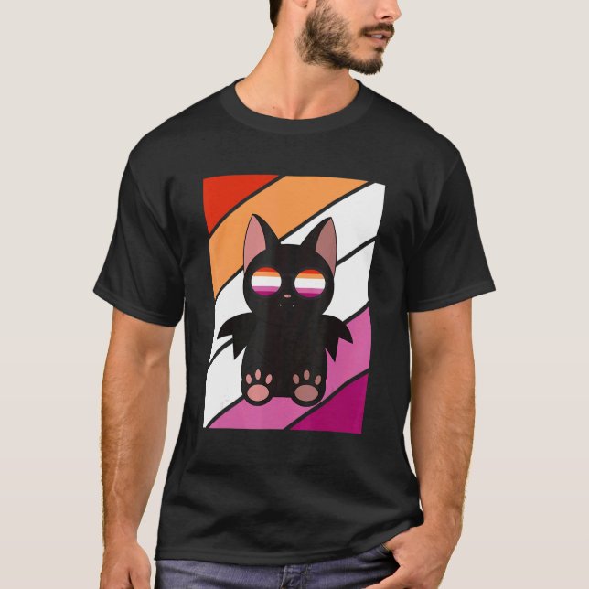 Bat With Pride Lesbian Flag LGBTQ Proud Ally Pride T-Shirt (Front)