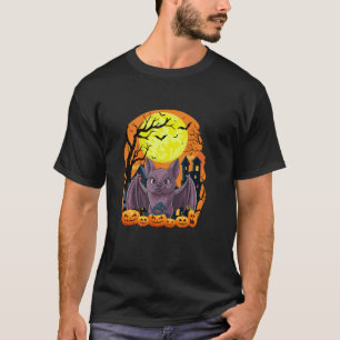 Bat With Pumpkins Funny Scary Halloween Party T Sh T-Shirt