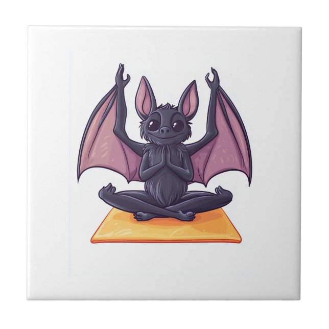 Bat Yoga Flow Ceramic Tile (Front)