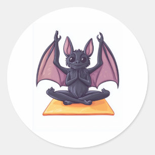 Bat Yoga Flow Classic Round Sticker