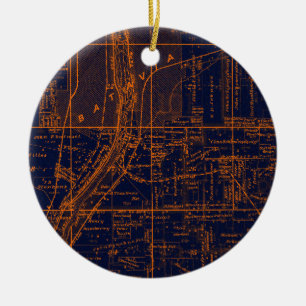 BATAVIA ILLINOIS 1871 MAP FOX RIVER VALLEY CERAMIC TREE DECORATION