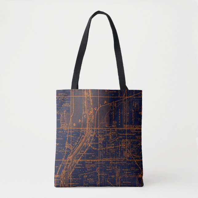 BATAVIA ILLINOIS 1871 MAP FOX RIVER VALLEY TOTE BAG (Front)