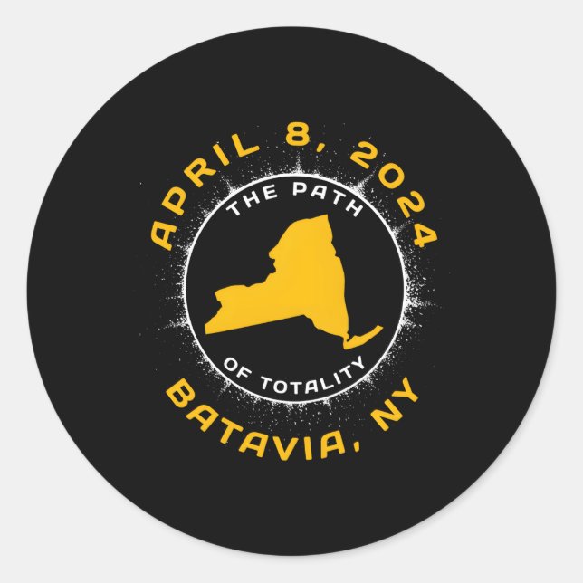 Batavia New York Solar Eclipse April 8 2024 Totali Classic Round Sticker (Front)