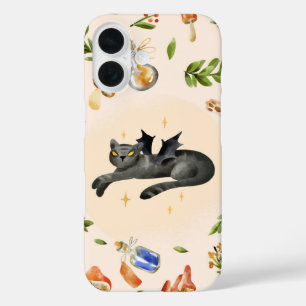 Batcat Magic – Cute Witchy Halloween iPhone 16 Case