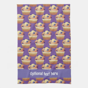 Batch of Blueberry Flavour Muffins with Own Text Tea Towel