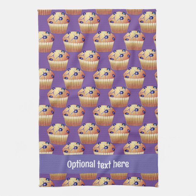 Batch of Blueberry Flavour Muffins with Own Text Tea Towel (Vertical)