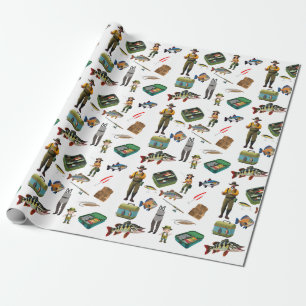 Batch Of Fishing Items Pattern Wrapping Paper