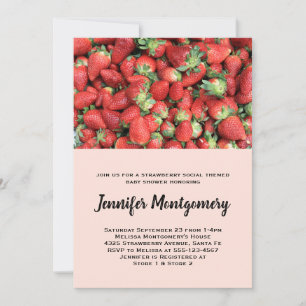 Batch of Red Juicy Strawberries Baby Shower Invitation