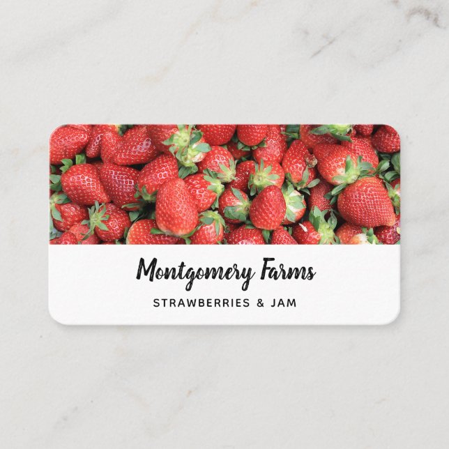 Batch of Red Juicy Strawberries Business Card (Front)
