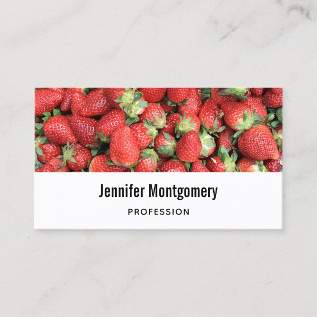 Batch of Red Juicy Strawberries Business Card (Front)