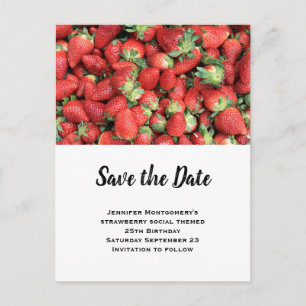 Batch of Red Juicy Strawberries Save the Date Invitation Postcard