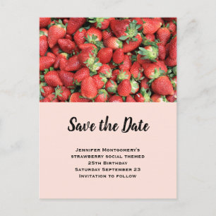 Batch of Red Juicy Strawberries Save the Date Invitation Postcard