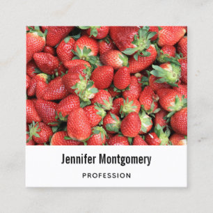 Batch of Red Juicy Strawberries Square Business Card