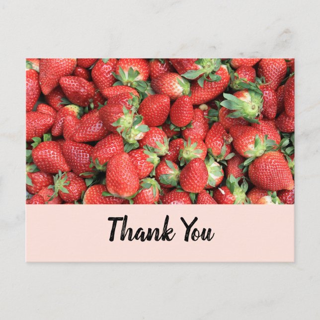 Batch of Red Juicy Strawberries Thank You Postcard (Front)