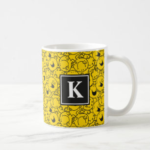 Batch of Yellow Smiles Pattern   Monogram Coffee Mug
