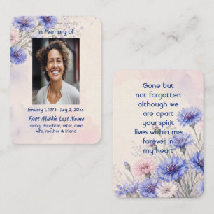 Batchelor Button Blue Memorial Prayer Keepsake Business Card
