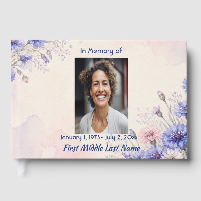 Batchelor Button  Memorial Prayer Keepsake Guest Book (Front)