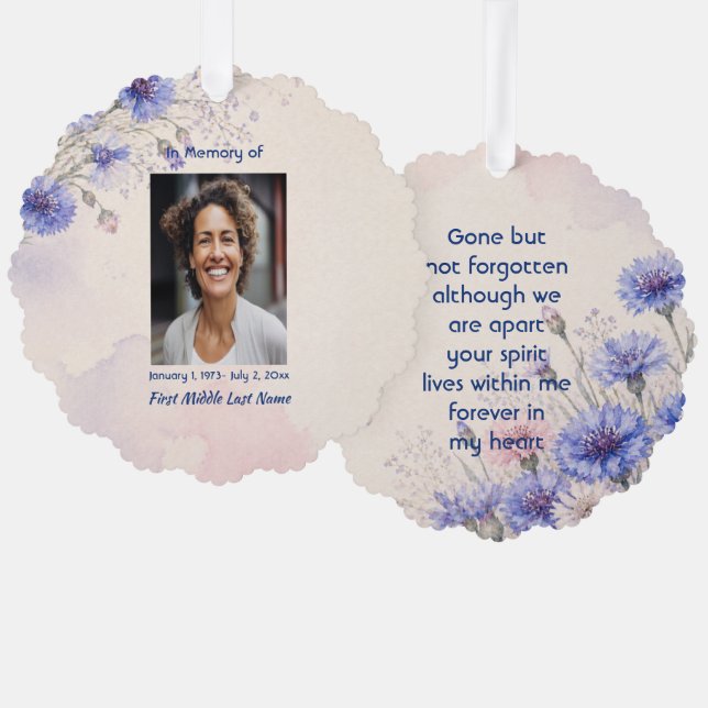 Batchelor Button Memorial Prayer Keepsake Tree Decoration Card (Front/Back)
