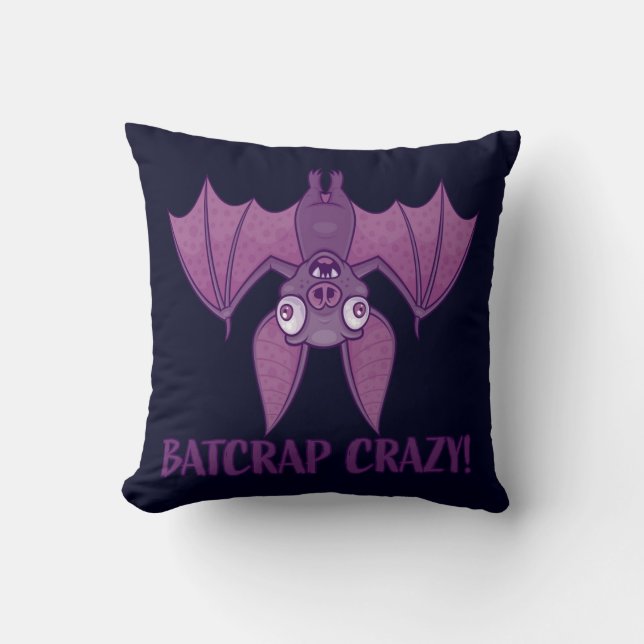 Batcrap Crazy Wacky Cartoon Bat Cushion (Front)