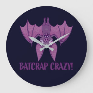 Batcrap Crazy Wacky Cartoon Bat Large Clock